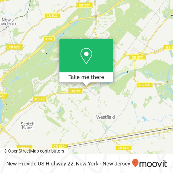 Mapa de New Provide US Highway 22