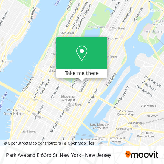 Park Ave and E 63rd St map
