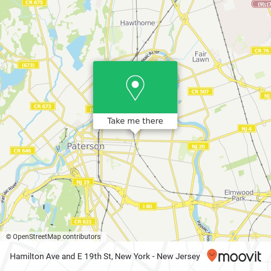 Hamilton Ave and E 19th St map