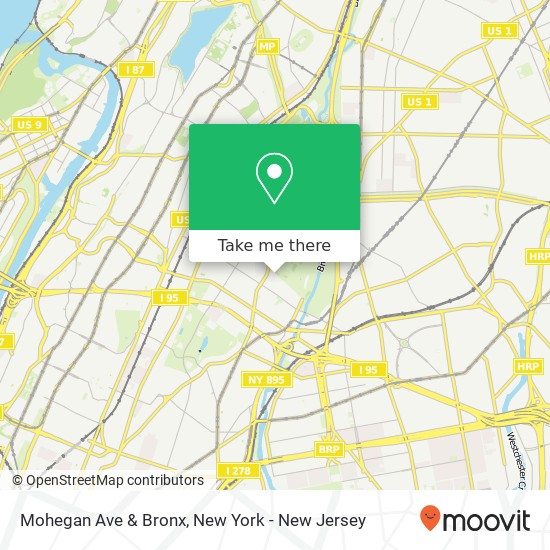 Mohegan Ave & Bronx map