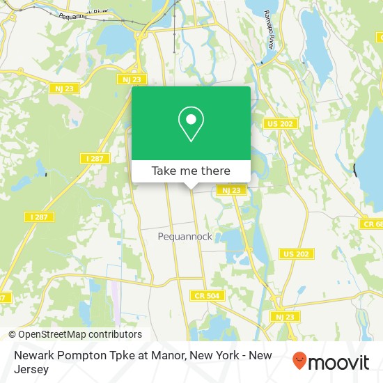 Newark Pompton Tpke at Manor map