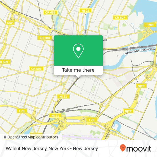 Mapa de Walnut New Jersey