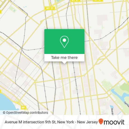 Avenue M intersection 9th St map