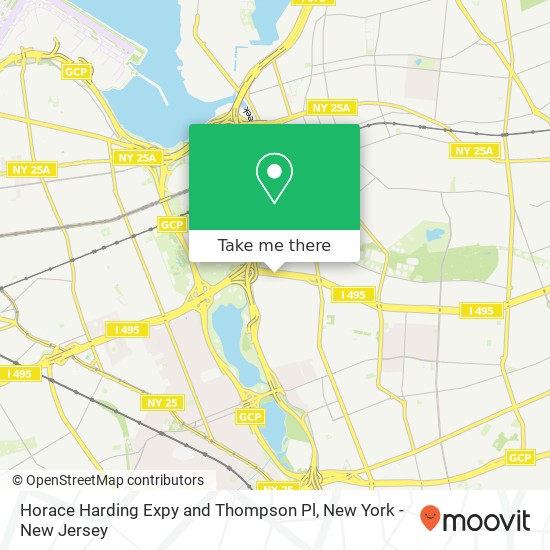 Horace Harding Expy and Thompson Pl map