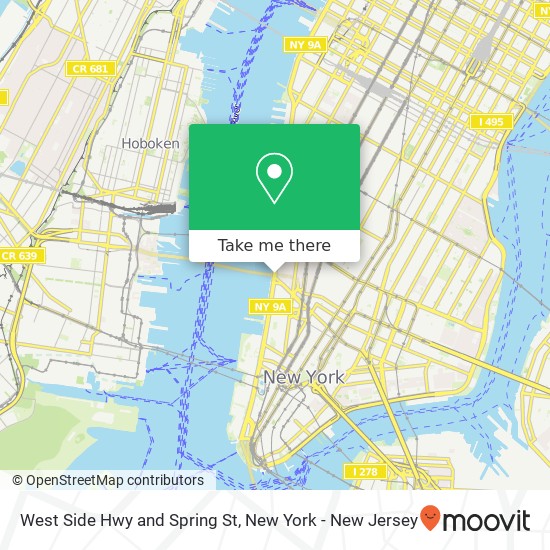 West Side Hwy and Spring St map