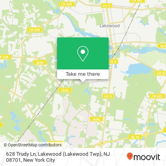 Mapa de 628 Trudy Ln, Lakewood (Lakewood Twp), NJ 08701