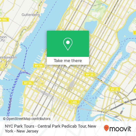 NYC Park Tours - Central Park Pedicab Tour map