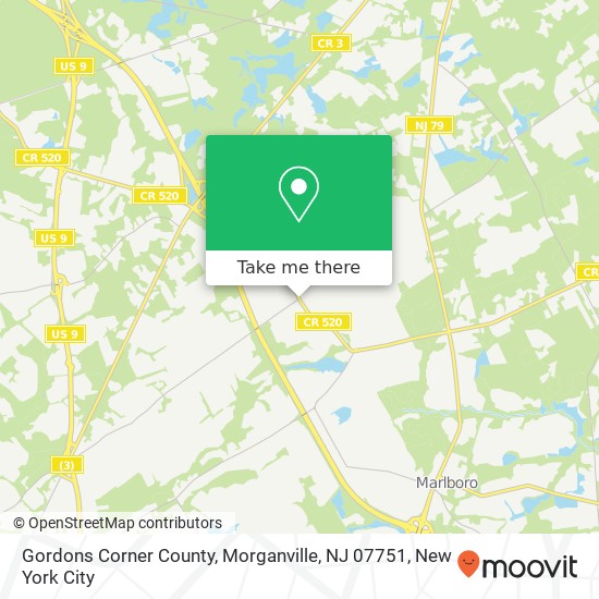 Mapa de Gordons Corner County, Morganville, NJ 07751