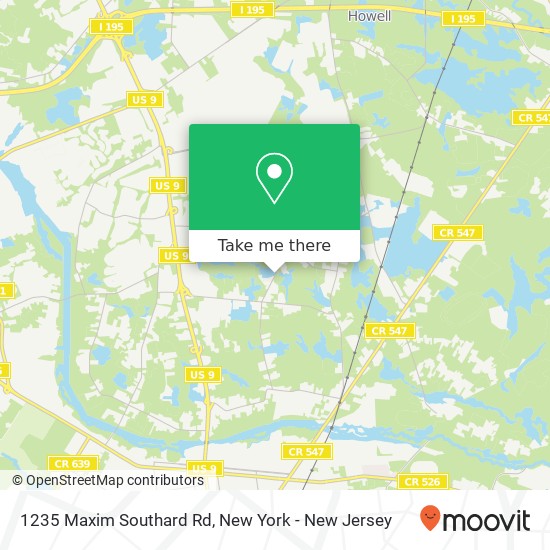 Mapa de 1235 Maxim Southard Rd, Howell, NJ 07731