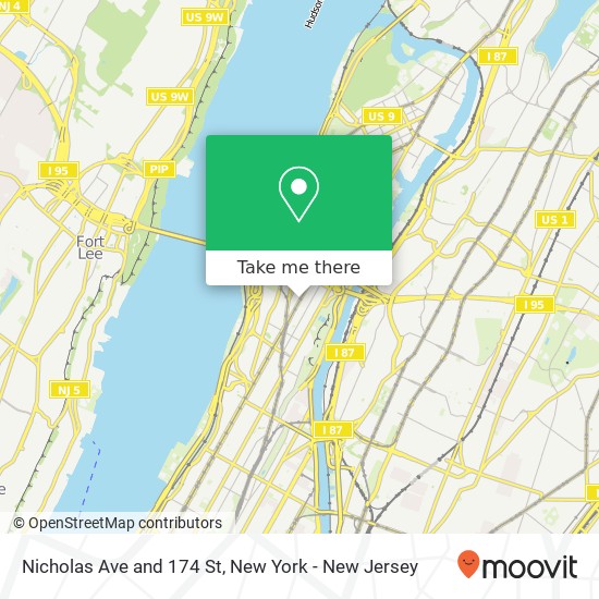 Nicholas Ave and 174 St map