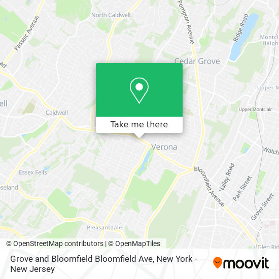 Grove and Bloomfield Bloomfield Ave map