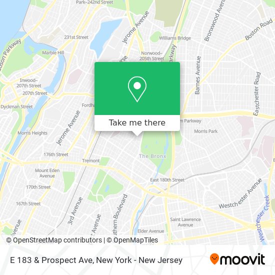 E 183 & Prospect Ave map