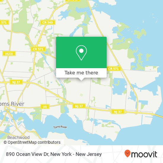 Mapa de 890 Ocean View Dr, Toms River, NJ 08753