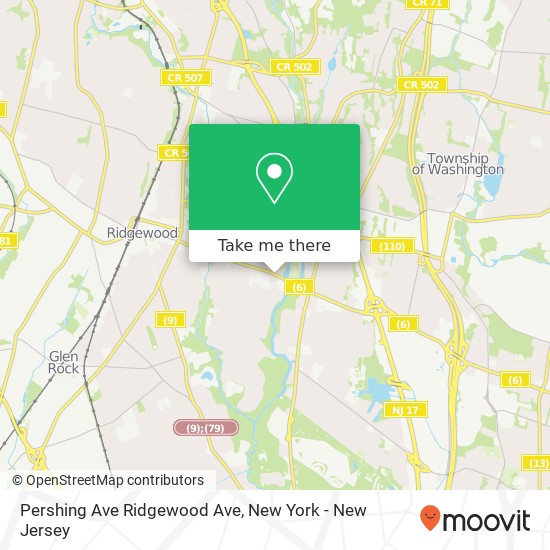 Mapa de Pershing Ave Ridgewood Ave
