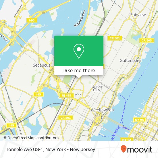 Tonnele Ave US-1 map