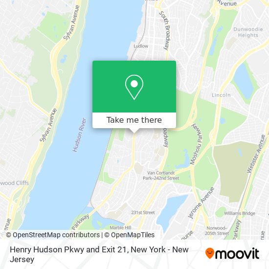Henry Hudson Pkwy and Exit 21 map