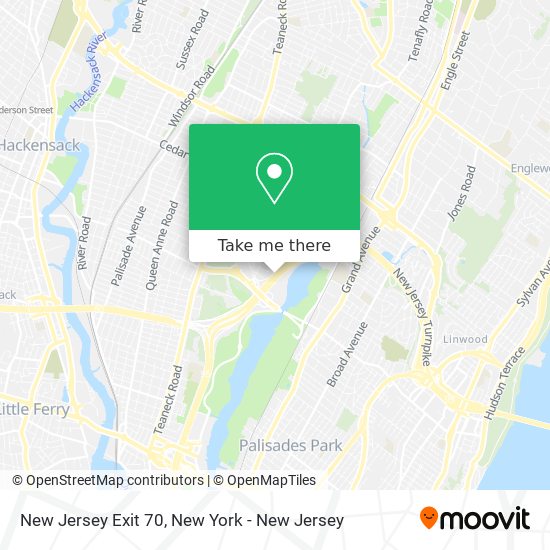 New Jersey Exit 70 map