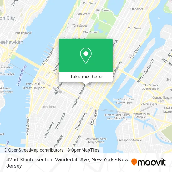 42nd St intersection Vanderbilt Ave map