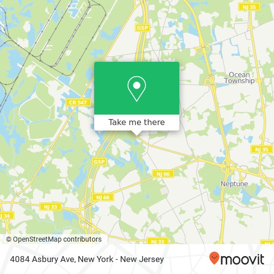 Mapa de 4084 Asbury Ave, Tinton Falls (SHARK RIVER HILLS), NJ 07753