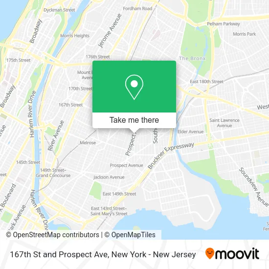 167th St and Prospect Ave map