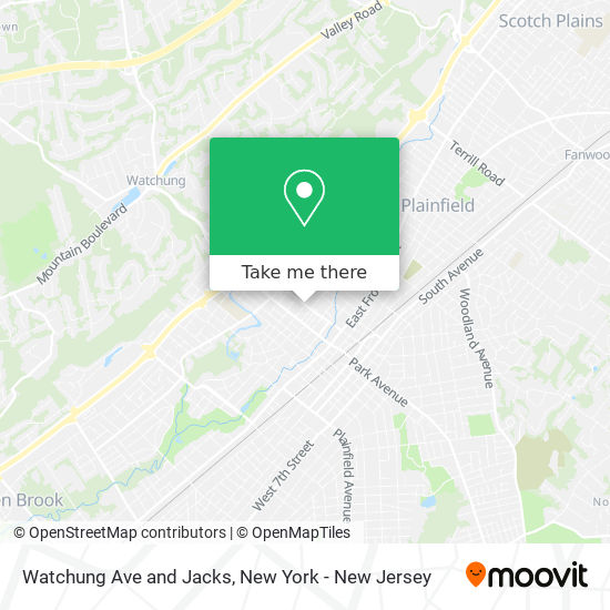 Watchung Ave and Jacks map
