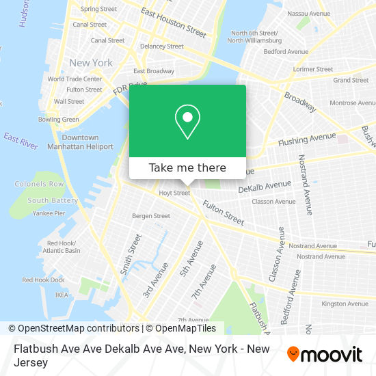 Mapa de Flatbush Ave Ave Dekalb Ave Ave