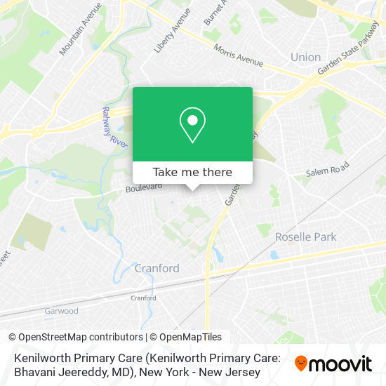 Mapa de Kenilworth Primary Care (Kenilworth Primary Care: Bhavani Jeereddy, MD)