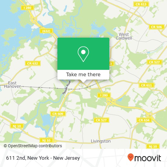 Mapa de 611 2nd, Roseland, NJ 07068