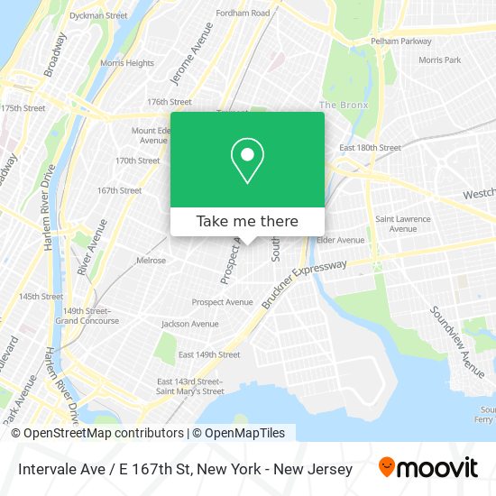 Intervale Ave / E 167th St map