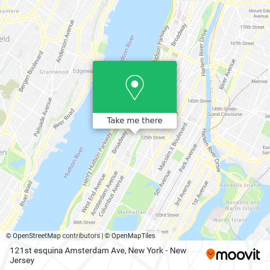 Mapa de 121st esquina Amsterdam Ave