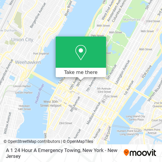 A 1 24 Hour A Emergency Towing map