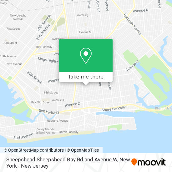 Mapa de Sheepshead Sheepshead Bay Rd and Avenue W