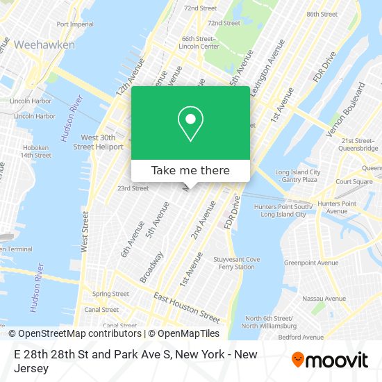 E 28th 28th St and Park Ave S map