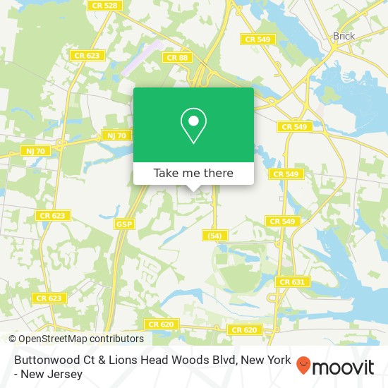 Mapa de Buttonwood Ct & Lions Head Woods Blvd, Lakewood, NJ 08701