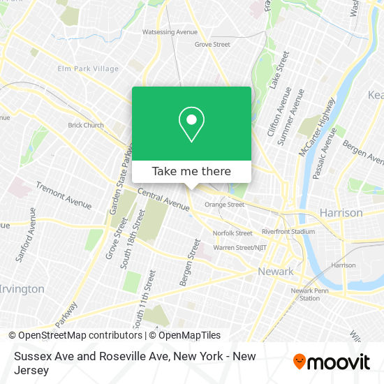 Sussex Ave and Roseville Ave map
