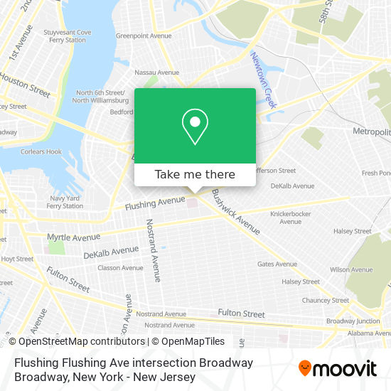 Mapa de Flushing Flushing Ave intersection Broadway Broadway