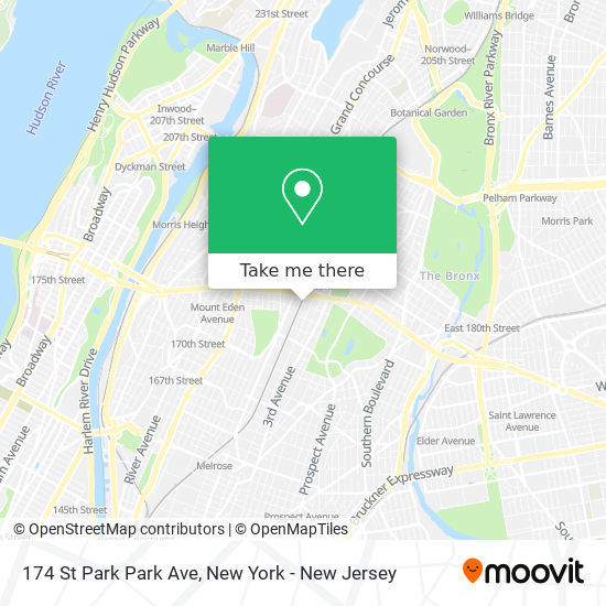 174 St Park Park Ave map