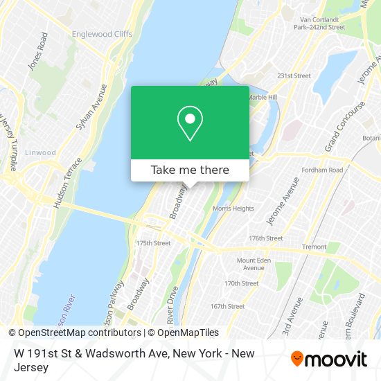 W 191st St & Wadsworth Ave map