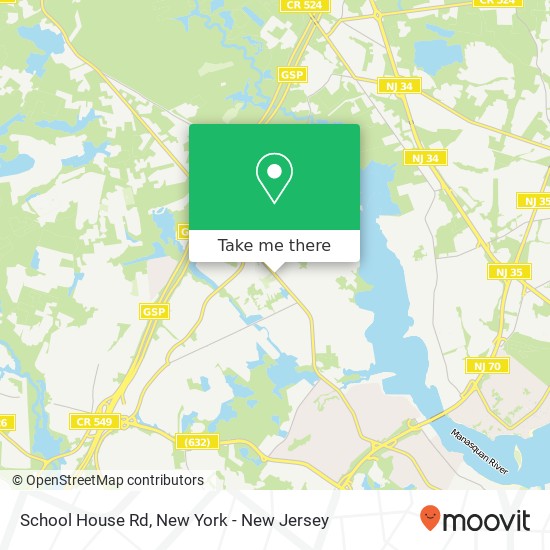 Mapa de School House Rd, Brick, NJ 08724