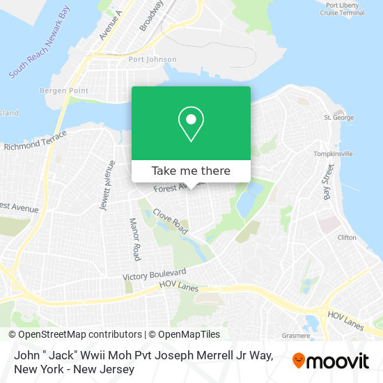 Mapa de John " Jack" Wwii Moh Pvt Joseph Merrell Jr Way