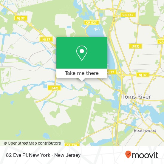 Mapa de 82 Eve Pl, Toms River, NJ 08757
