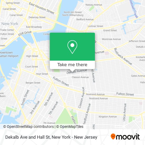 Dekalb Ave and Hall St map