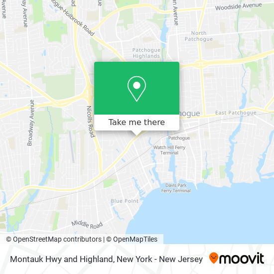 Montauk Hwy and Highland map