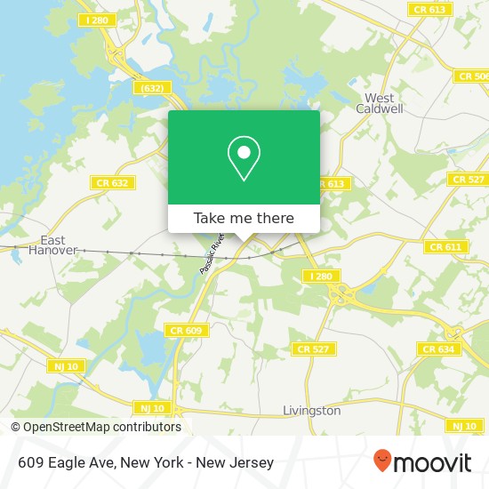 Mapa de 609 Eagle Ave, Roseland, NJ 07068