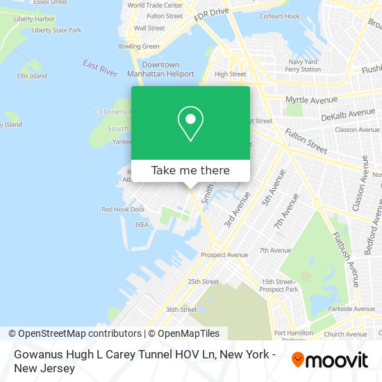 Mapa de Gowanus Hugh L Carey Tunnel HOV Ln
