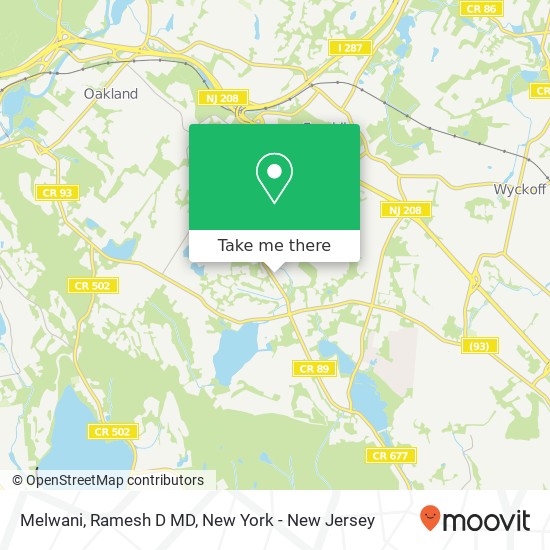 Mapa de Melwani, Ramesh D MD, 861 High Mountain Rd