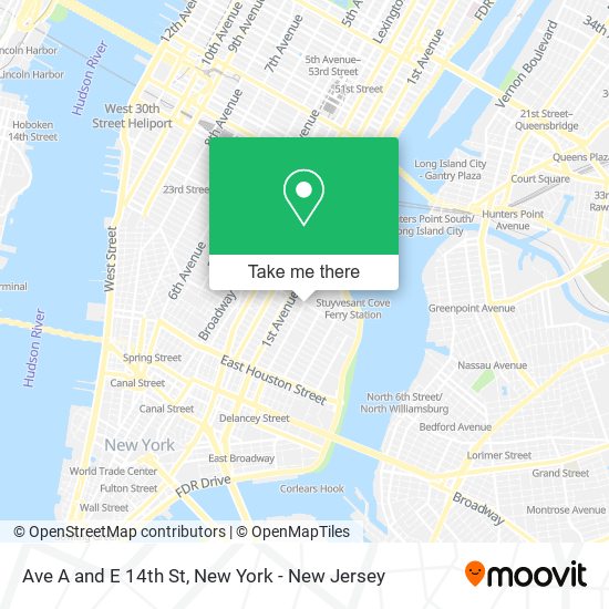 Ave A and E 14th St map