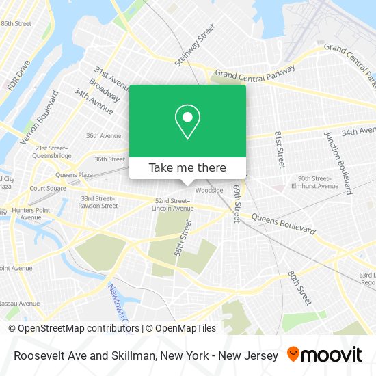 Roosevelt Ave and Skillman map