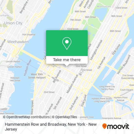 Hammerstein Row and Broadway map