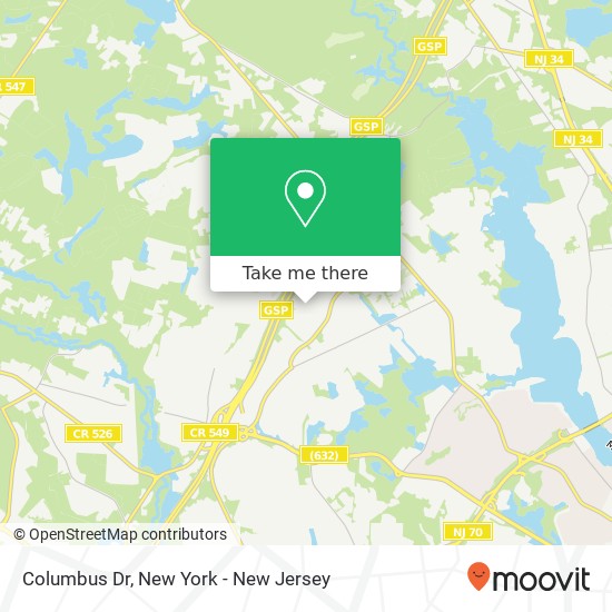 Mapa de Columbus Dr, Brick, NJ 08724